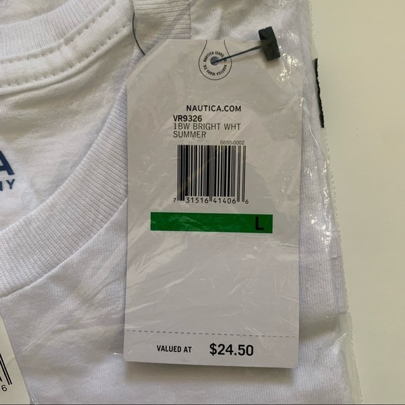 NAUTICA JEANS CO. LOGO T-SHIRT New With Tags Bright White Summer Tee Shirt - Picture 5 of 7